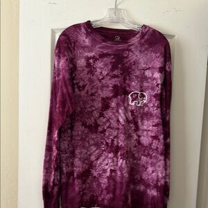 Purple Tie Dye Long Sleeve Elephant Logo Tee